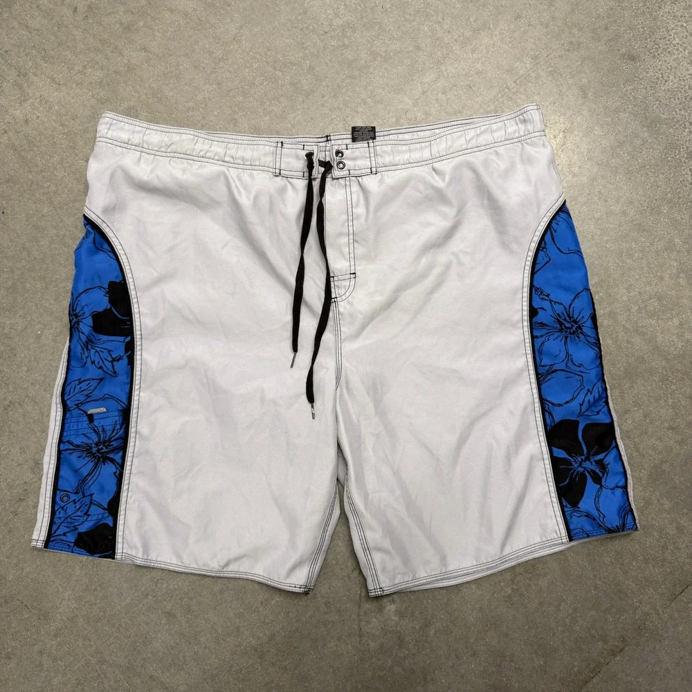 Gotcha Gear Mens 2XL Gray Blue Floral Board Shorts Swim Trunks Mesh Lined